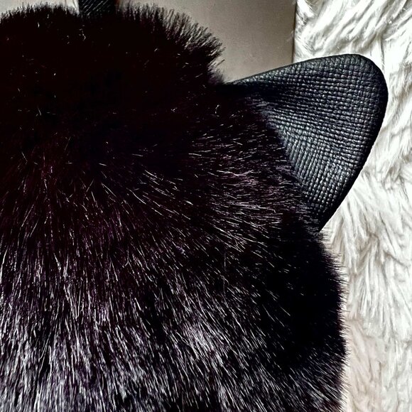 NWT ZARA FUR BAG CHARM KEYRING Ears * Cat Head - Picture 2 of 10